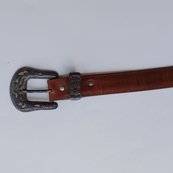 Genuine Leather Belt - Copper Brown - Antiqued Bronze hardware - Size Medium - Picture 4 of 9